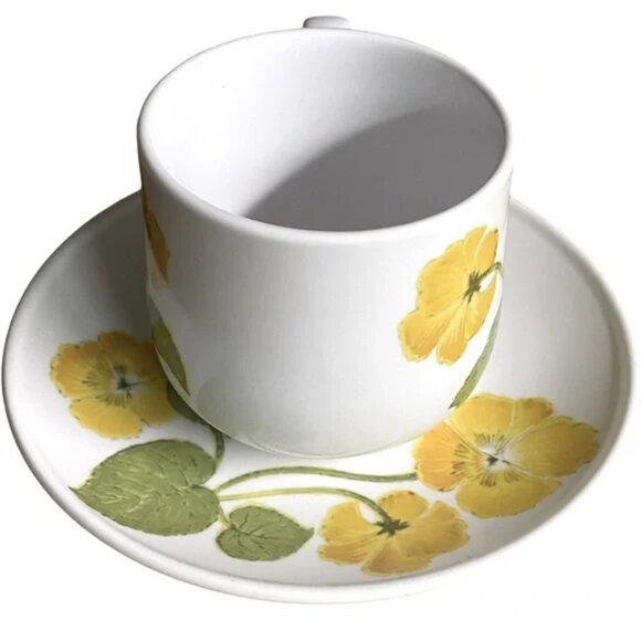 Vtg NORITAKE Japan "Flower Time" Pattern Cup and Saucer Yellow Floral China EUC - Picture 3 of 12